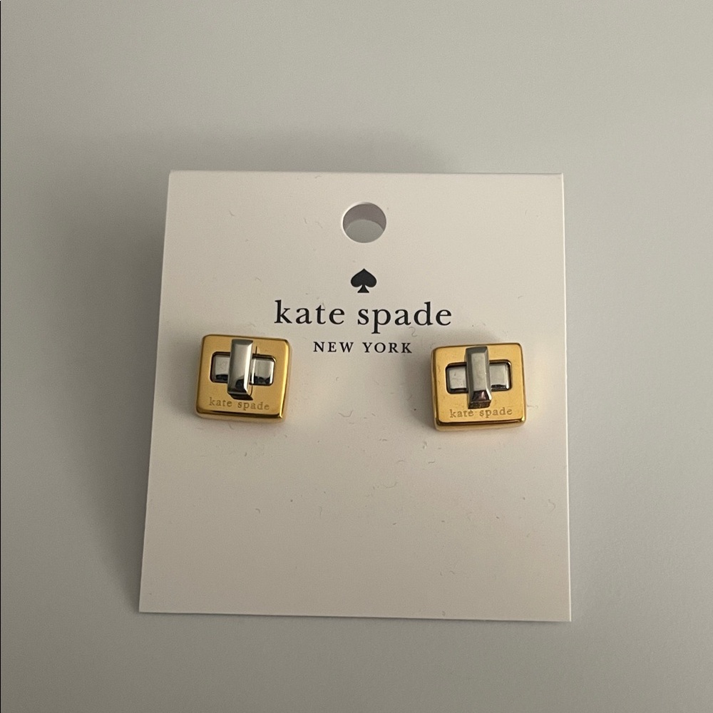 Kate Spade ♠️ Phoebe Turnlock Stud Earrings in Gold & Silver